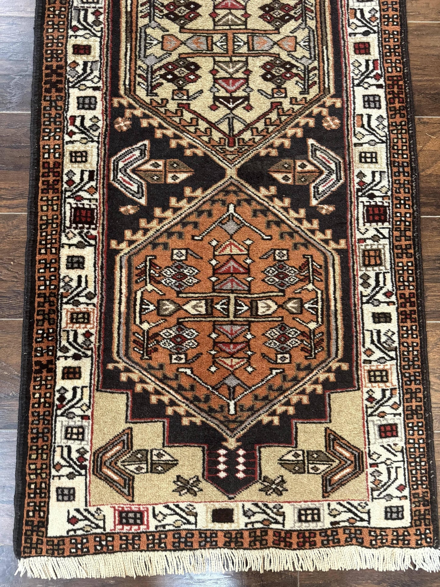 Persian Tribal Runner Rug 2.4 x 9.4, Geometric Medallions, Sarab Runner - Nuvé