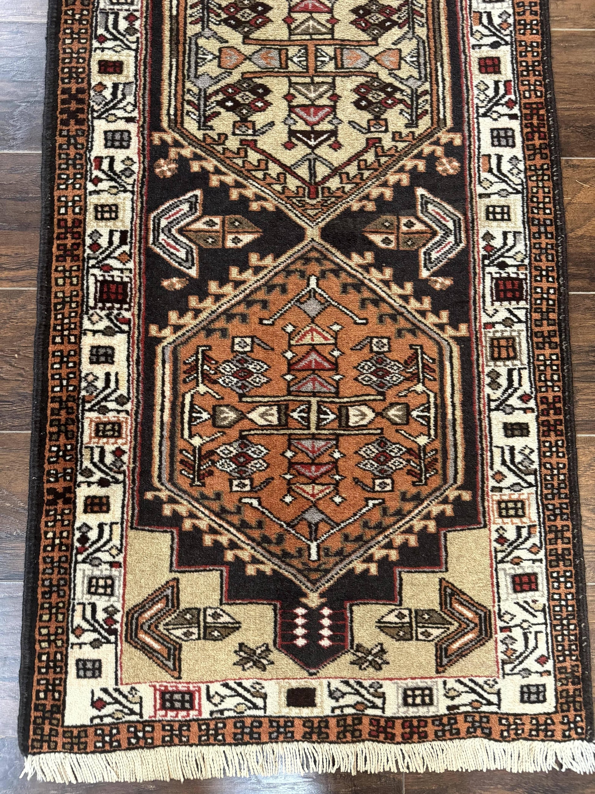 Persian Tribal Runner Rug 2.4 x 9.4, Geometric Medallions, Sarab Runner - Nuvé