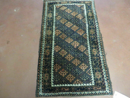 2' X 3' Antique Handmade Pakistani Bokhara Turkoman Balouchi Wool Rug Mat Nice - Nuvé