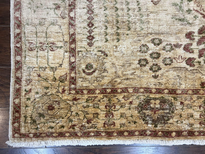 Pakistani Oushak Rug 6 x 9.6, Handmade Wool Peshawar Carpet, Farmhouse Rug - Nuvé