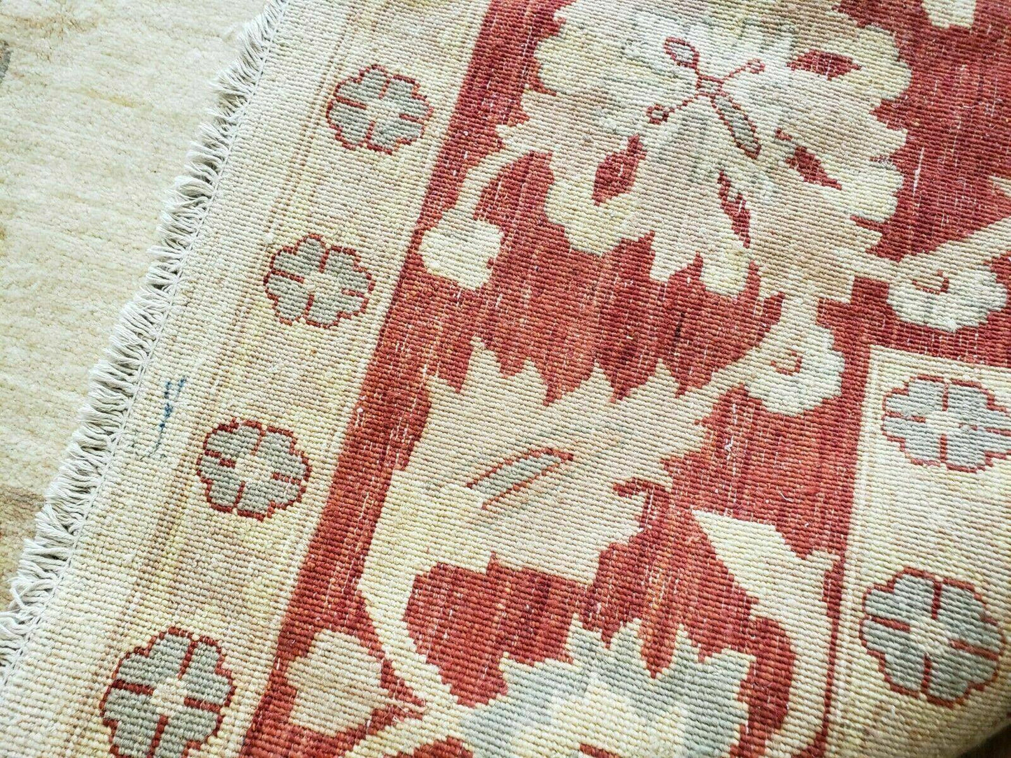 Peshawar Rug 10x14 Rug 10x14 Vintage Rug 10x14 Handmade Rug Chobi Rug Ivory Beige Red Rug - Nuvé