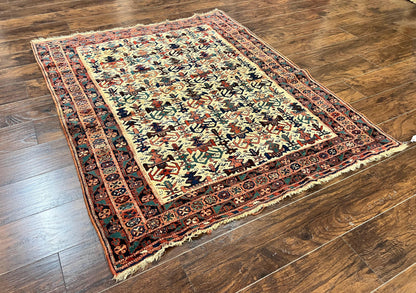 Persian Afshar Rug 5x6, Allover Repeated Motif, Wool Tribal Carpet, Handmade Semi Antique Rug - Nuvé
