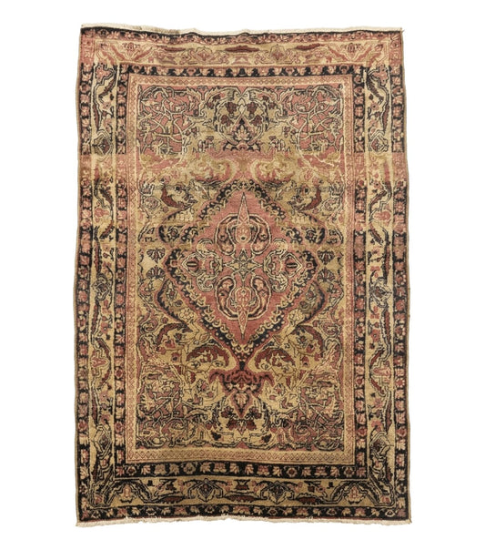 Antique Persian Lavar Rug 3x5, Persian Kerman Rug, Traditional Persian Carpet