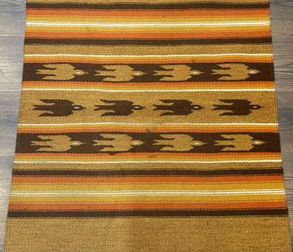 South American Rug Blanket 2.7 x 5.6, Wool, Handmade, Navajo Design, Orange Brown - Nuvé