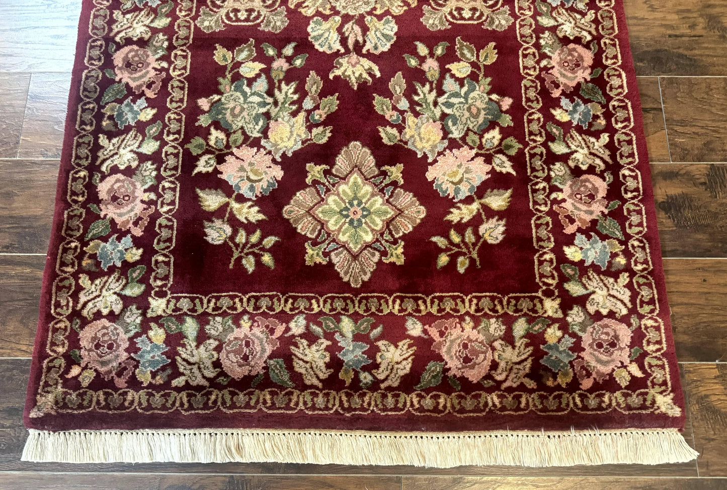 Indo Persian Kerman Rug 4x6, Burgundy, Floral - Nuvé