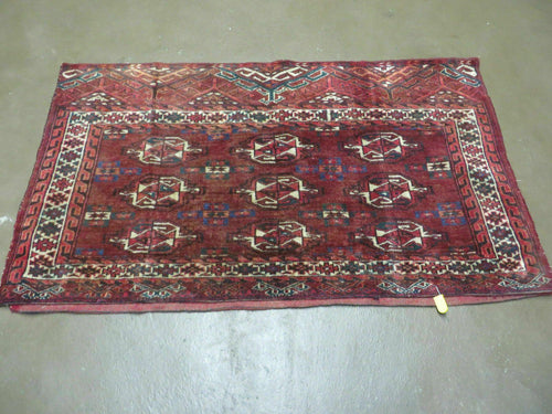 2.5' X 4' Antique Handmade Bokhara Turkoman Yamud Wool Rug Kilim Backing NICE - Nuvé