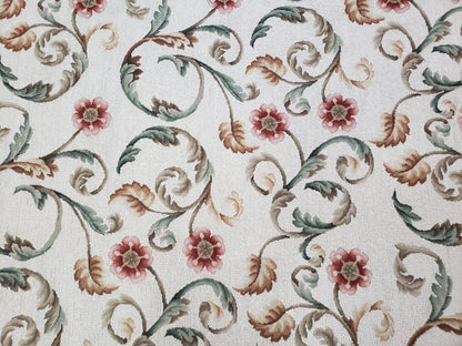 Needlepoint Rug 9x12, European Aubusson Design, Floral Allover Garden Pattern, New Needlepoint Area Rug, Ivory Rug, Hand Woven, Flatweave - Nuvé