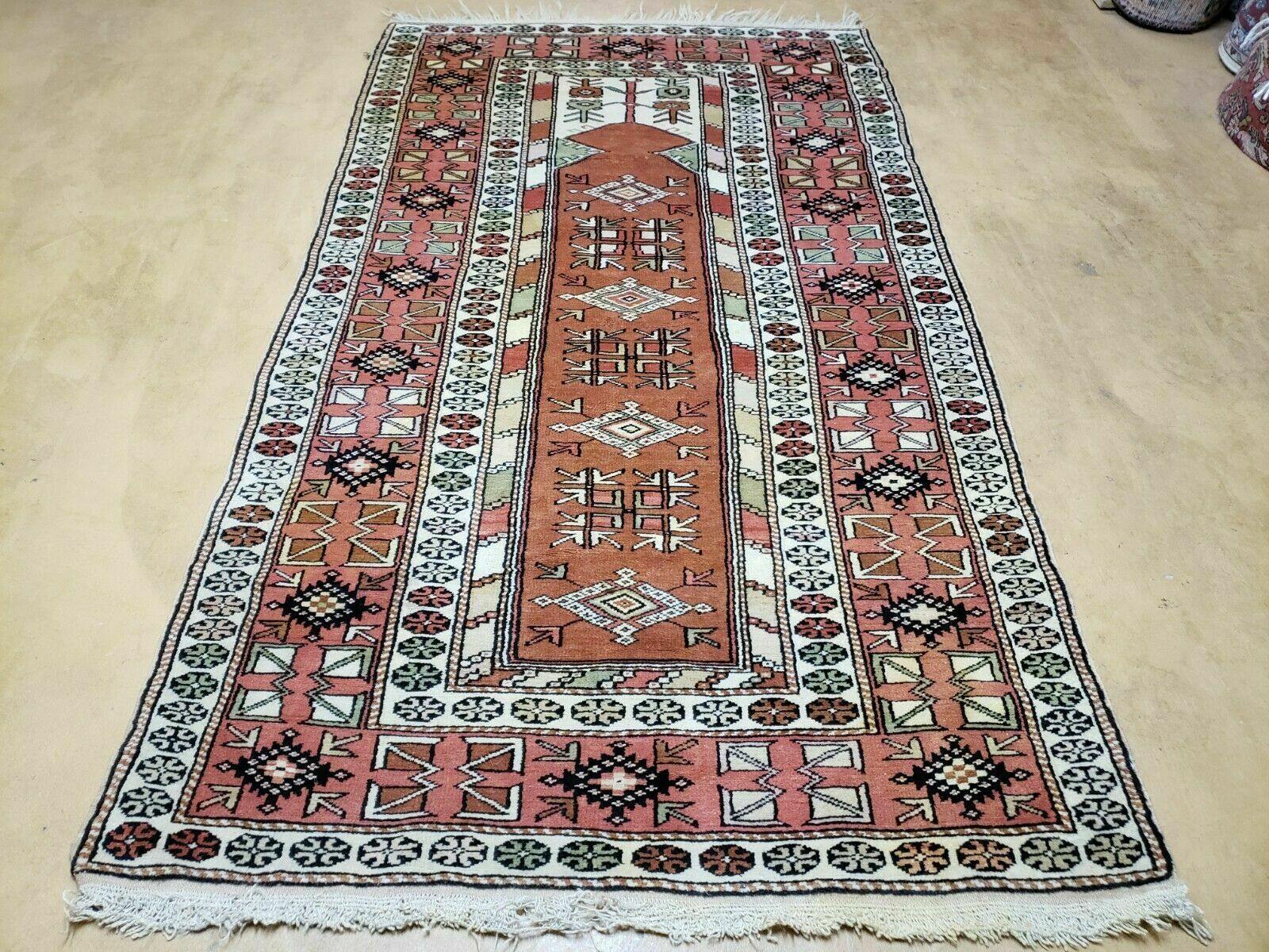 4' X 7' Antique Handmade Turkish Melas Oushak Wool Rug - Nuvé