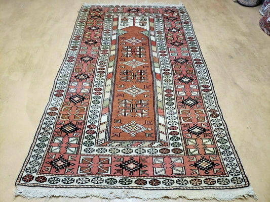 4' X 7' Antique Handmade Turkish Melas Oushak Wool Rug - Nuvé