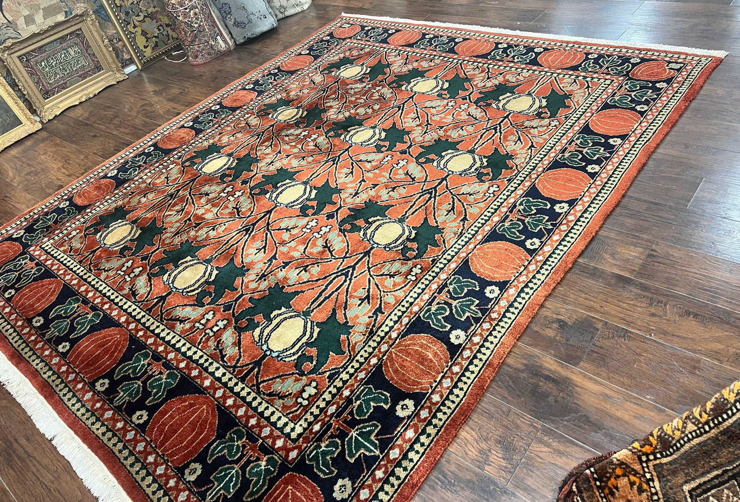 Indo Persian Bidjar Rug 8x10, Red and Black, Handmade Vintage Wool Carpet - Nuvé