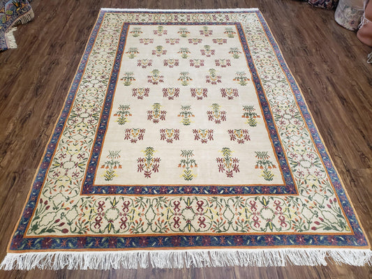 Tufenkian Rug 5.9 x 8.6, Tibetan Nepalese Rug, Hand Knotted, Soft Shiny Wool, Repeated Motifs, Contemporary Modern, Area Rug 6x9, Vintage - Nuvé