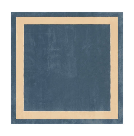 Blue and Cream Square Rug 10x10 ft, Large Square Carpet