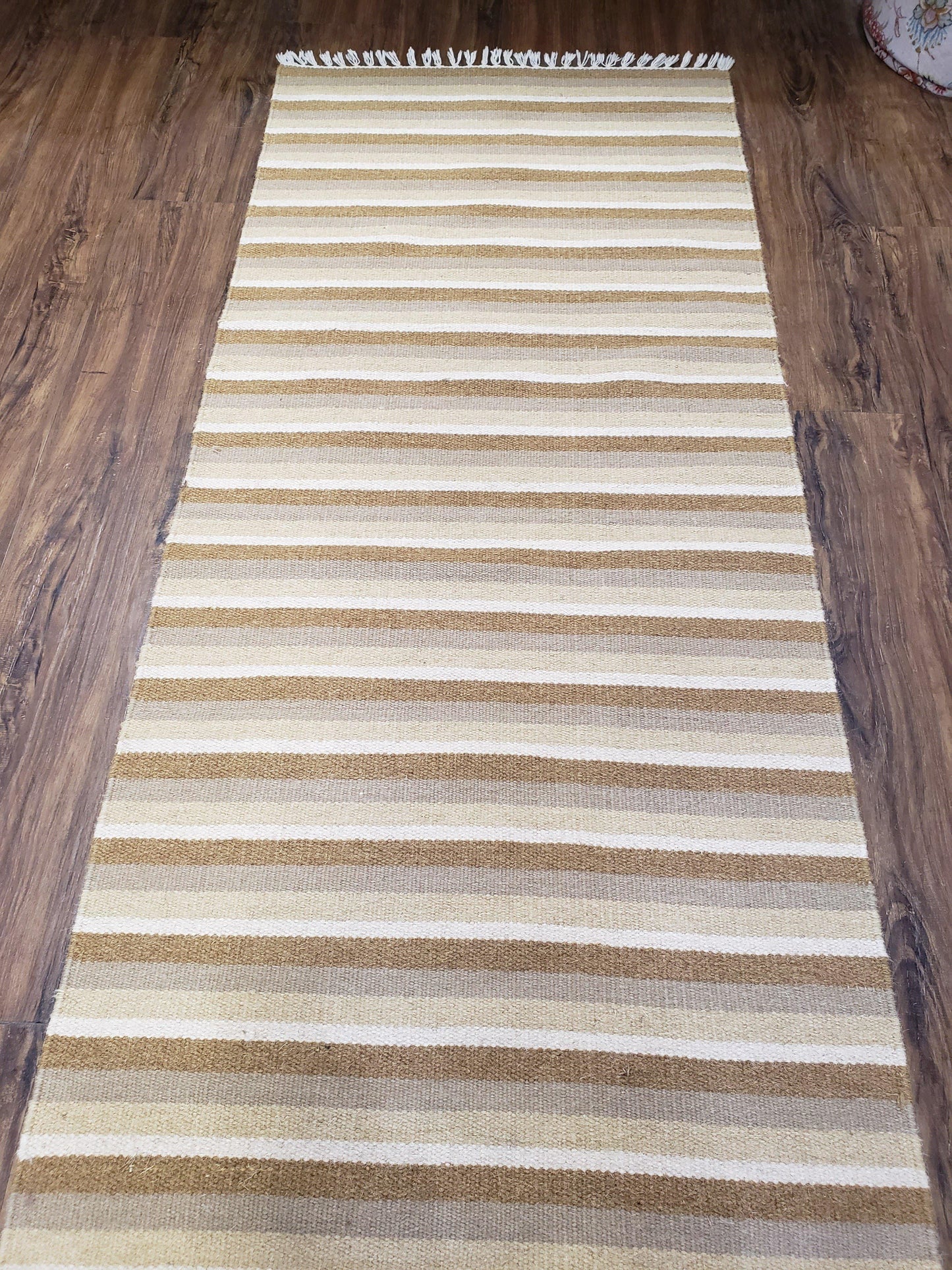 Striped Runner Rug, Flatweave Runner Rug, Hallway Runner, 15 ft Carpet Runner for Hall, Earth Tone Colors, Handmade Hand Woven Farmhouse Rug - Nuvé