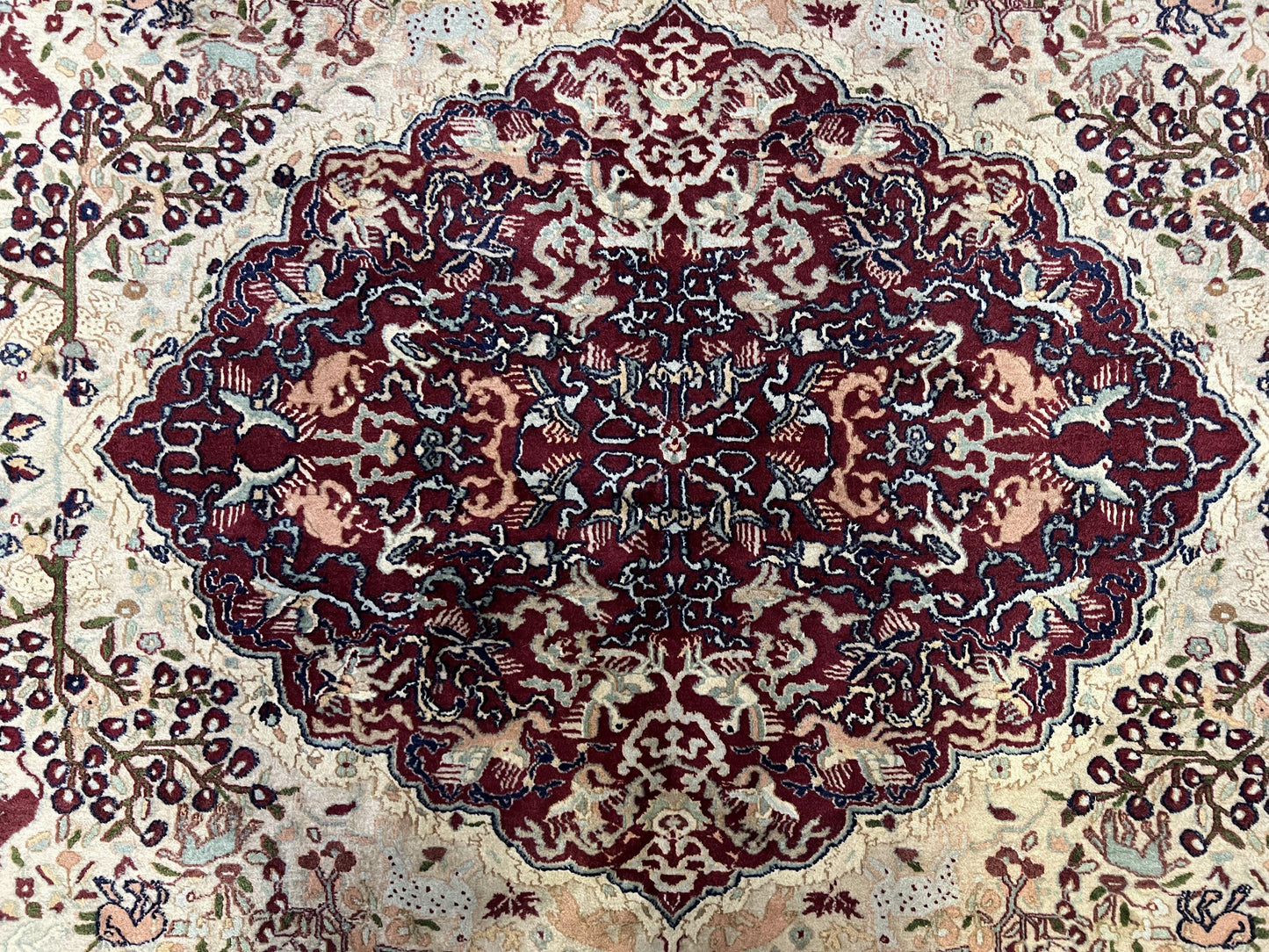 Rare Antique Indian Agra Rug, Early 20th Century Indian Carpet, Animal and Angel Motifs, Hunting Scene, Collectible Oriental Carpet, Wow - Nuvé