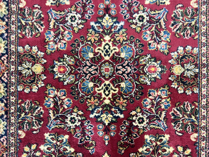 Karastan Rug 4.6 x 6 Lanamar Sarouk #5528, Red Wool Karastan Oriental Carpet, Discontinued, Antique, Wool Pile - Nuvé