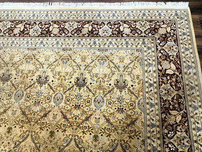 Fine Pak Persian Rug 9x12, Gold and Wine Red, Panel Design, 330 KPSI - Nuvé