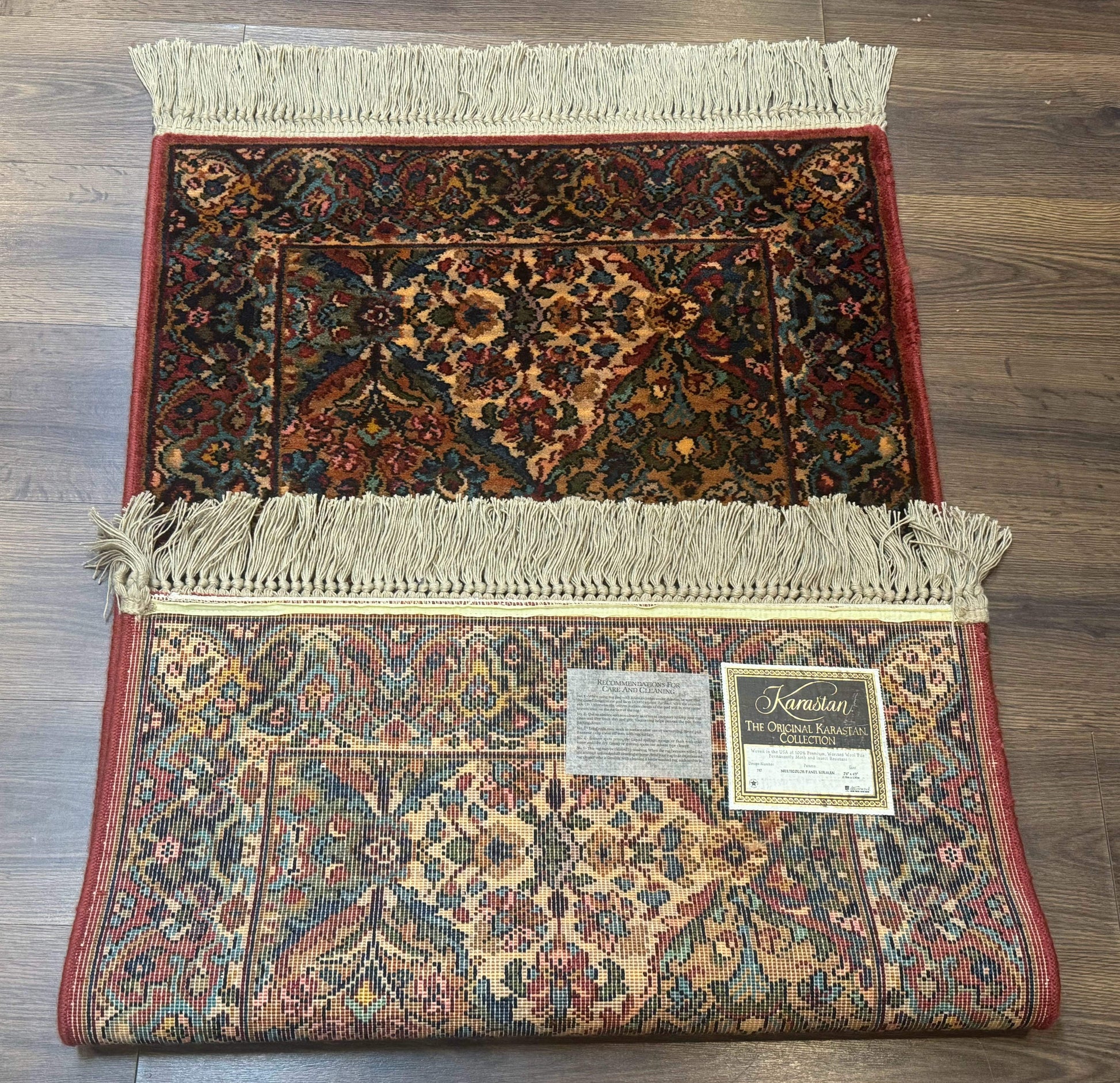 Karastan Rug 2.6 x 4 Multicolor Panel Kirman #717, Original 700 Series, Wool Pile Discontinued - Nuvé