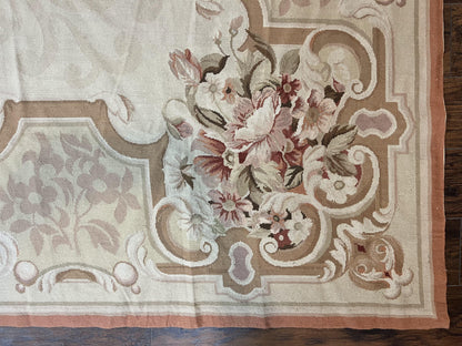 10x14 Aubusson Rug, Wool Handmade Vintage Carpet, French European Design, Elegant - Nuvé