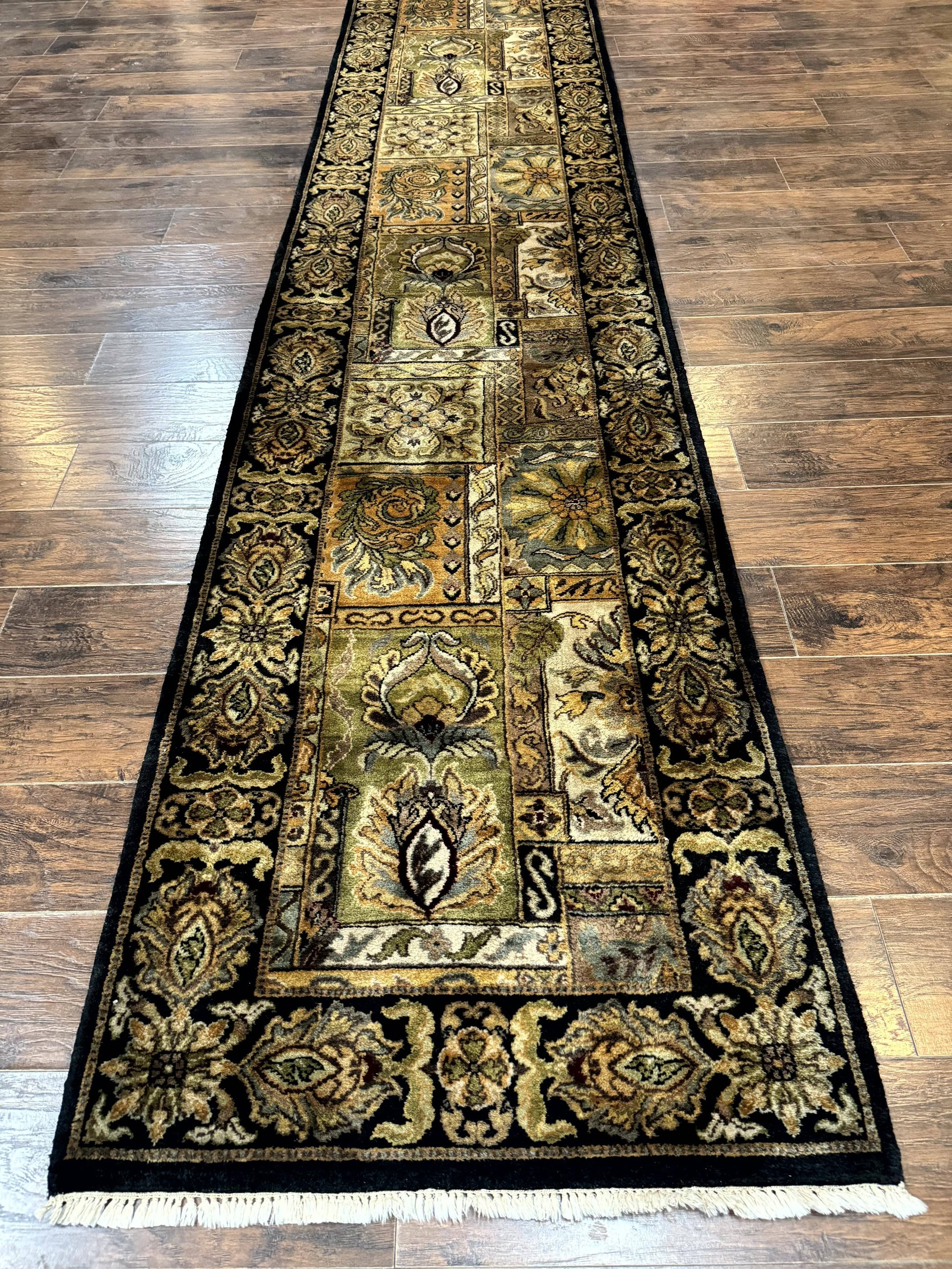 Indian Runner Rug 3x14, Panel Design, Oriental Carpet for Hallway - Nuvé