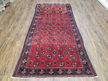 4 x 8 Handmade Baluch Afghan Turkoman Tribal Wool Rug Organic Dyes 8x4 Carpet