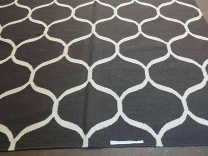 5' X 8' Modern Contemporary Hand Made Flat Weave Wool Rug Veg Dyes Nice - Nuvé