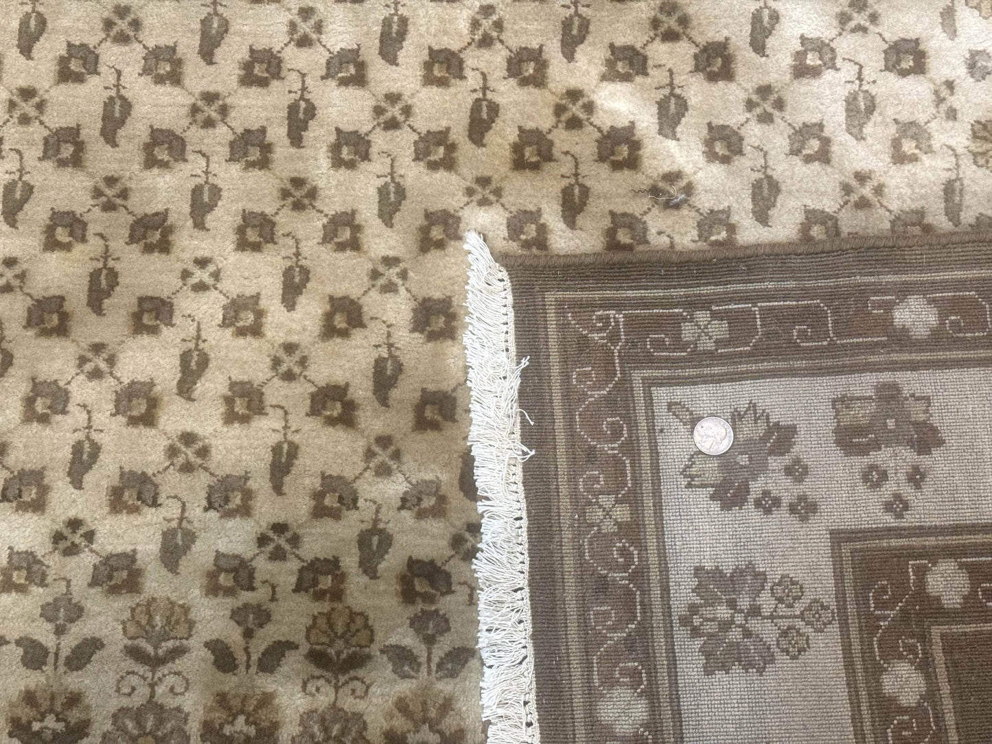 Indo Persian Rug, Allover Pattern, Beige, Wool Handmade Carpet - Nuvé
