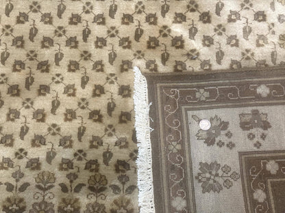 Indo Persian Rug, Allover Pattern, Beige, Wool Handmade Carpet - Nuvé