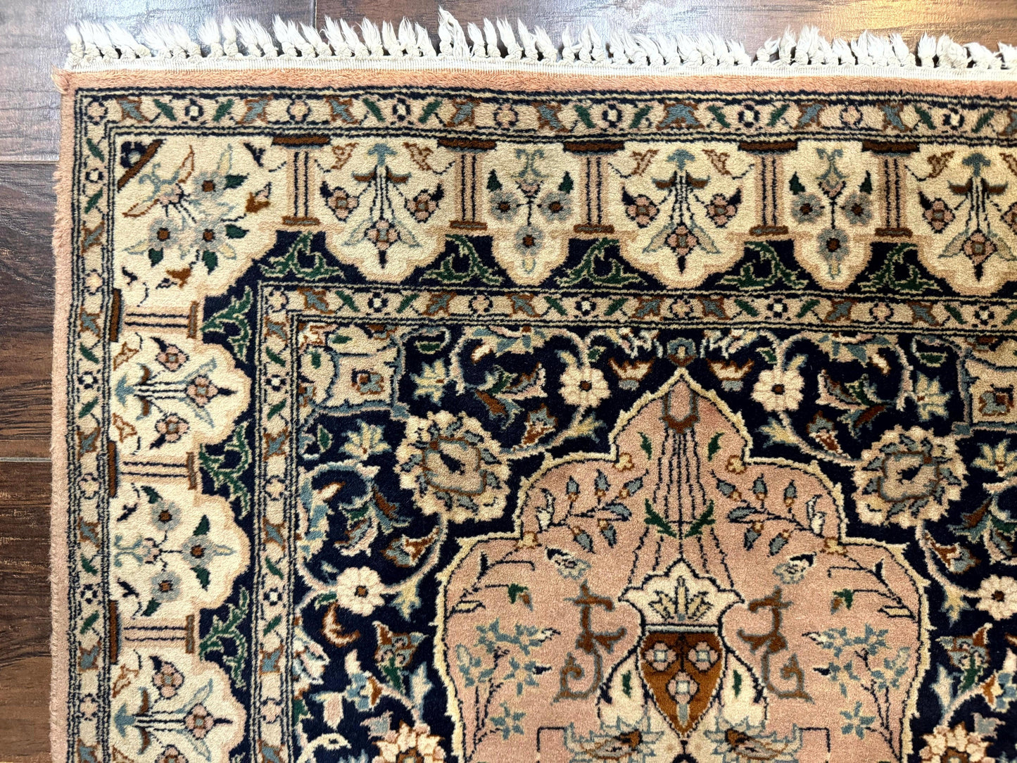 Small Tree of Life Prayer Rug, Pak Persian Rug 2.7 x 4, , Birds, Lantern, Handmade Vintage Fine 260 KPSI - Nuvé