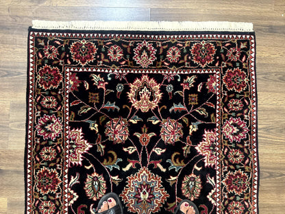 Indo Persian Sarouk Rug 3x5, Black Traditional Oriental Carpet - Nuvé