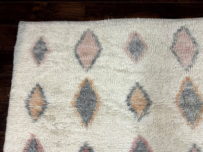 Large Modern Contemporary Indian Shag Rug 11x14, Ivory, Handmade Wool Carpet - Nuvé