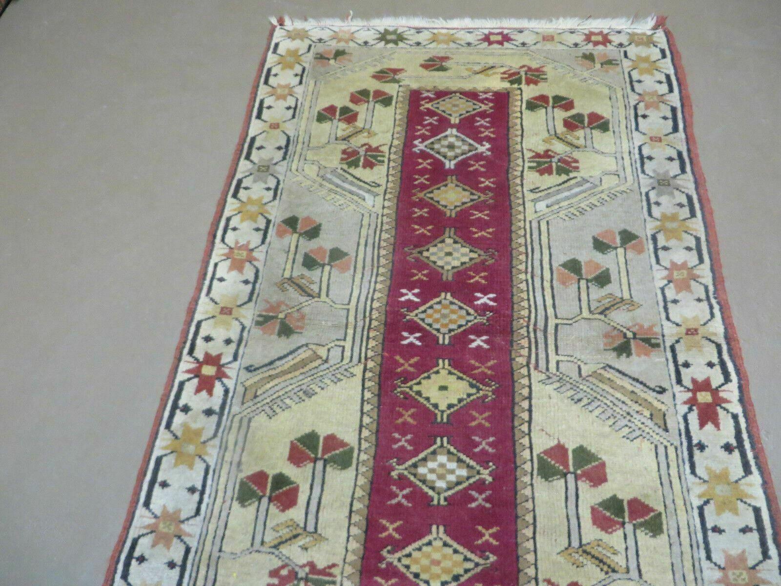 3' X 5' Vintage Handmade Turkish Turkey Oushak MILAS Wool Accent Rug Carpet Nice - Nuvé