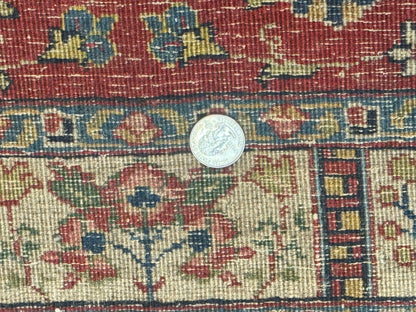 Small Persian Tabriz Rug 2.8 x 4.7, Red, Animal Pictorials, Semi Antique Vintage - Nuvé
