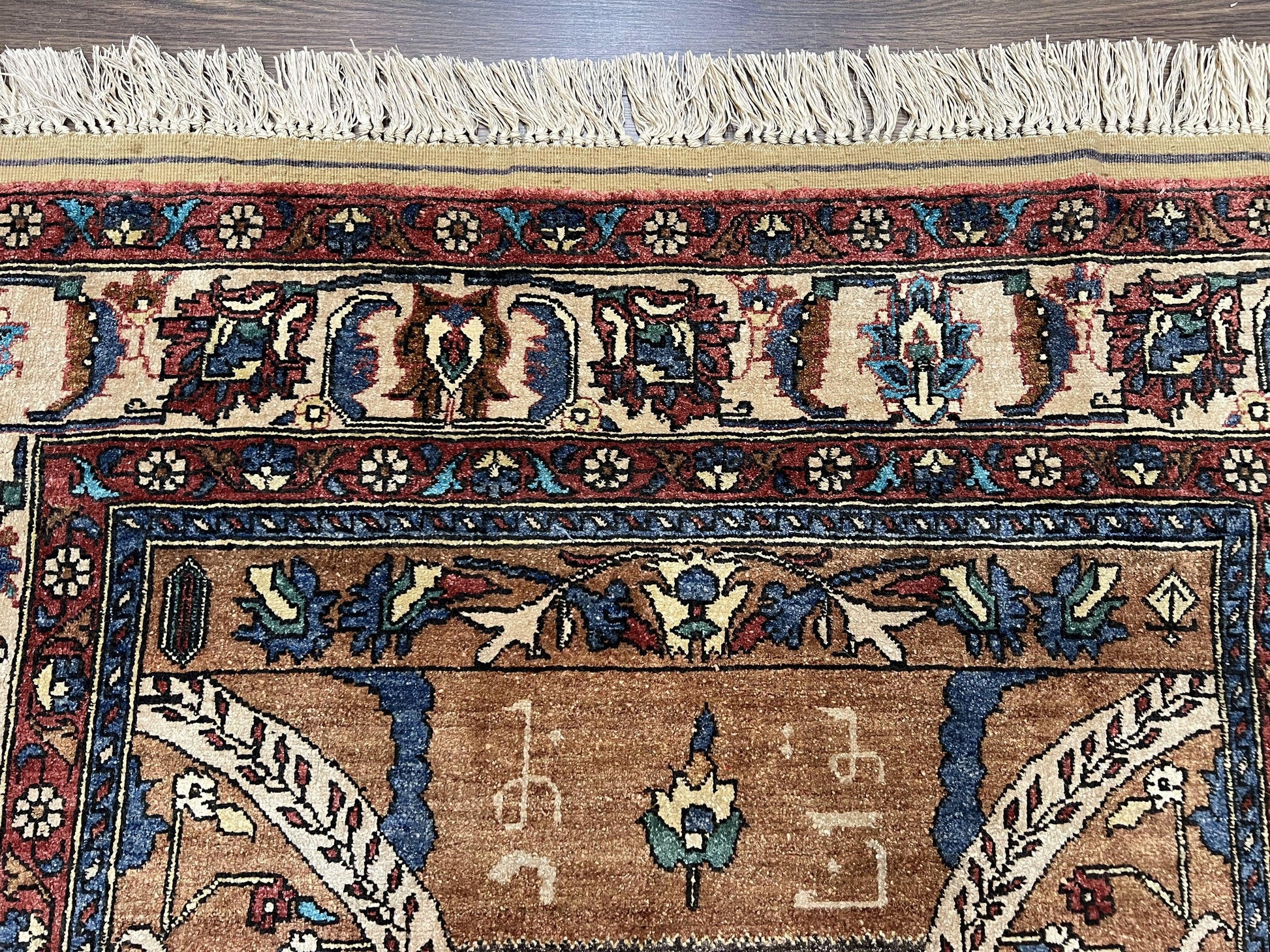 Unique Afghan Silk Rug 4x6, Hunting Pattern Animal Motifs, Light Brown and Cream, Persian Handwritten Poetry, Fine 1940s Oriental Carpet Wow - Nuvé