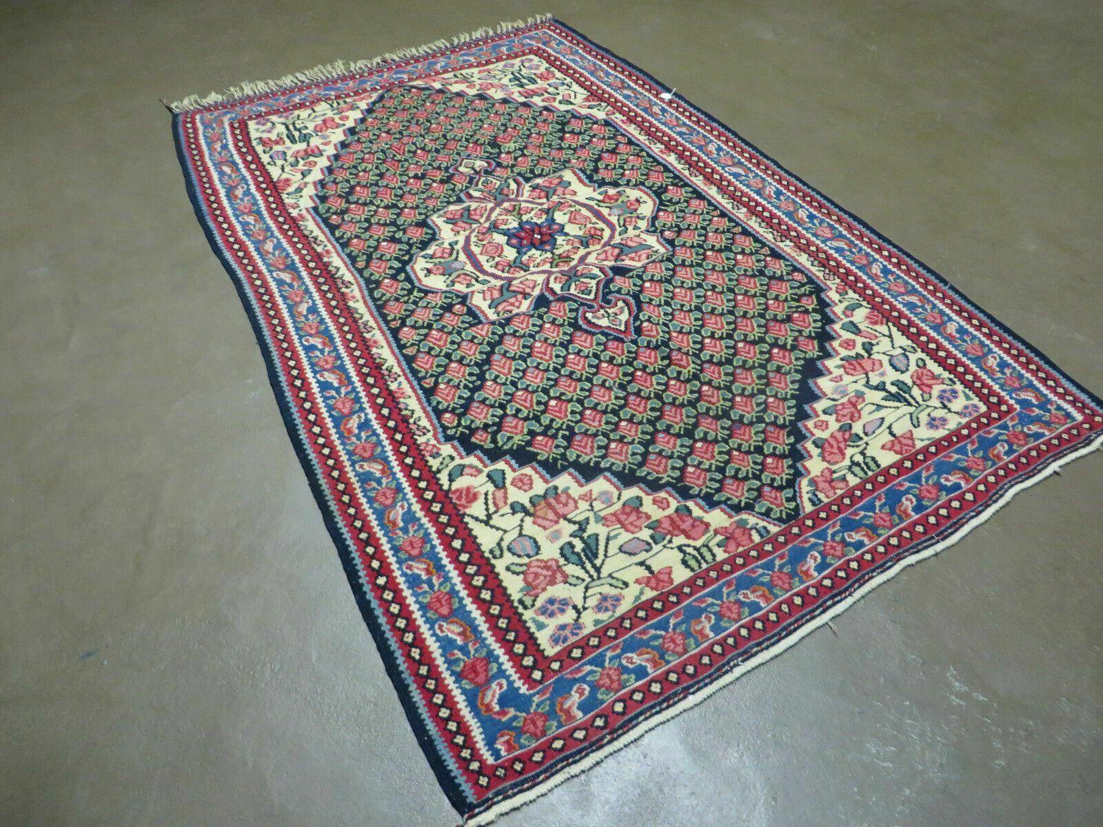 4' X 6' Vintage Handmade Turkish Flat weave Rug Tribal - Nuvé