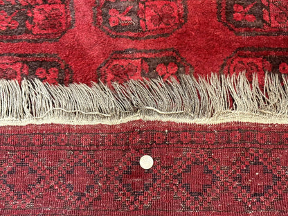 Afghan Turkoman Bokhara Bashir Rug 3x6, Red