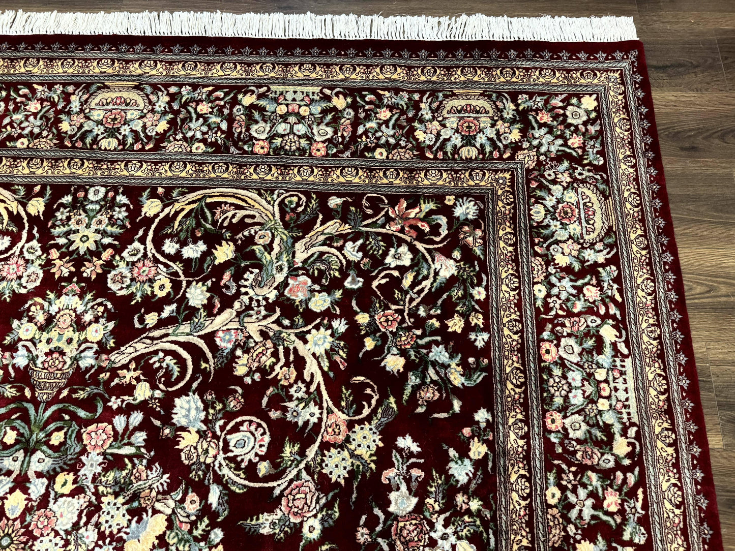 Burgundy Persian Rug 8x10, Pak Persian Floral Carpet, Very Fine 300 KPSI - Nuvé