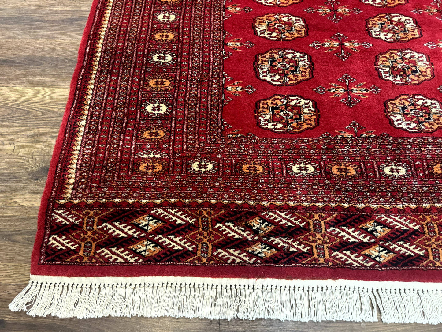 Red Turkoman Bokhara Rug 8x11, Pakistani Turkmen Carpet, Vintage Traditional Area Rug - Nuvé