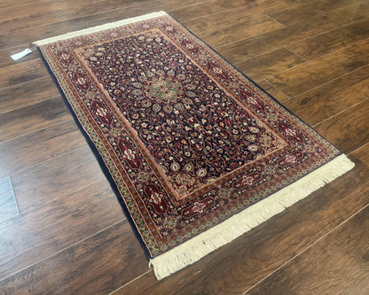 Indo Kashmiri Rug 3x5, Navy Blue, Very Fine 400 KPSI, Pair B - Nuvé