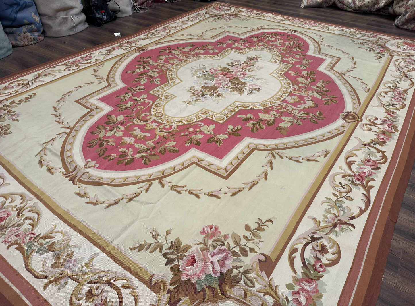 Large Aubusson Rug 10x14, European Elegant French Design, Floral Carpet - Nuvé