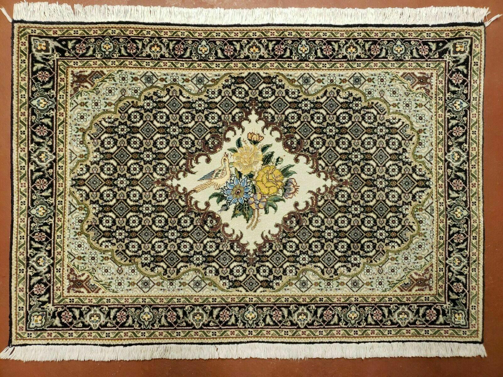 Small Persian Rug 2.4 x 3, Birds and Flowers, Finely Hand Knotted - Nuvé