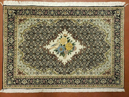 Small Persian Rug 2.4 x 3, Birds and Flowers, Finely Hand Knotted - Nuvé