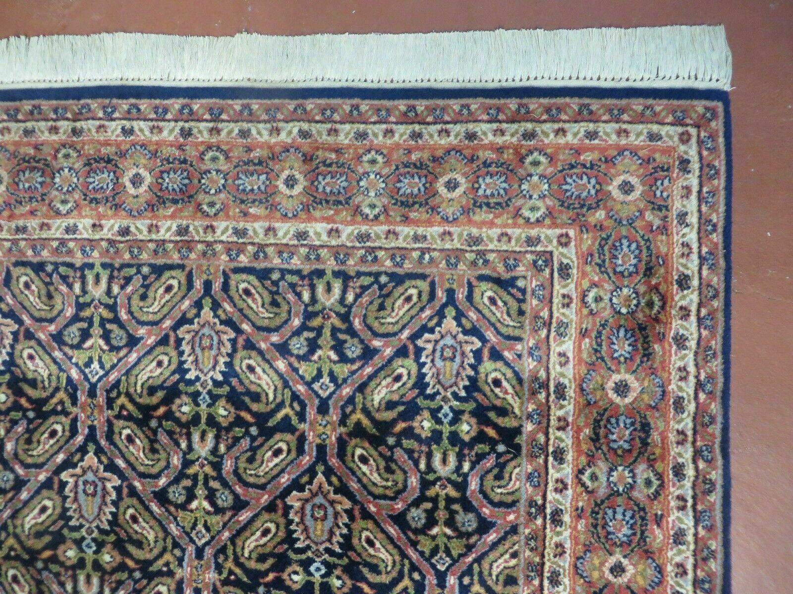 4' X 6' Vintage Fine Handmade India Floral Oriental Wool Rug Carpet Blue Red - Nuvé
