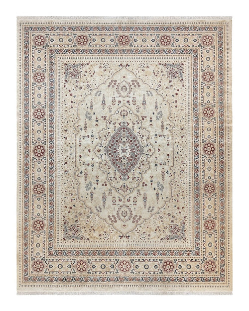 Pak Persian Rug 9x11, Very Fine Hand Knotted Oriental Carpet, Haji Jalili Design, Ivory/Cream, Wool Handmade Room Sized Rug 9 x 11 ft, Nice