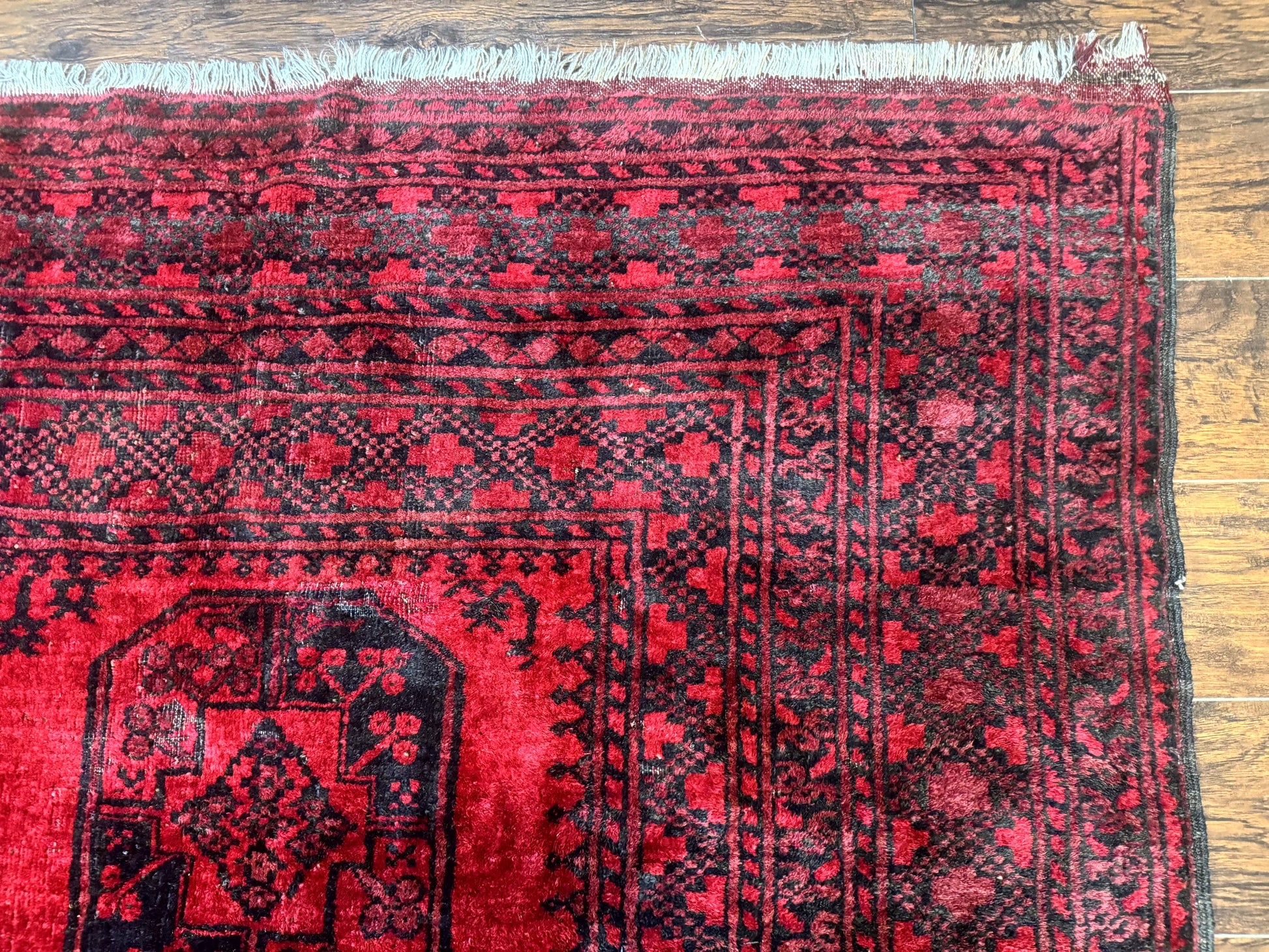 Afghan Turkoman Rug 9x10, Red Beshir Carpet, Tribal, Wool, Antique - Nuvé