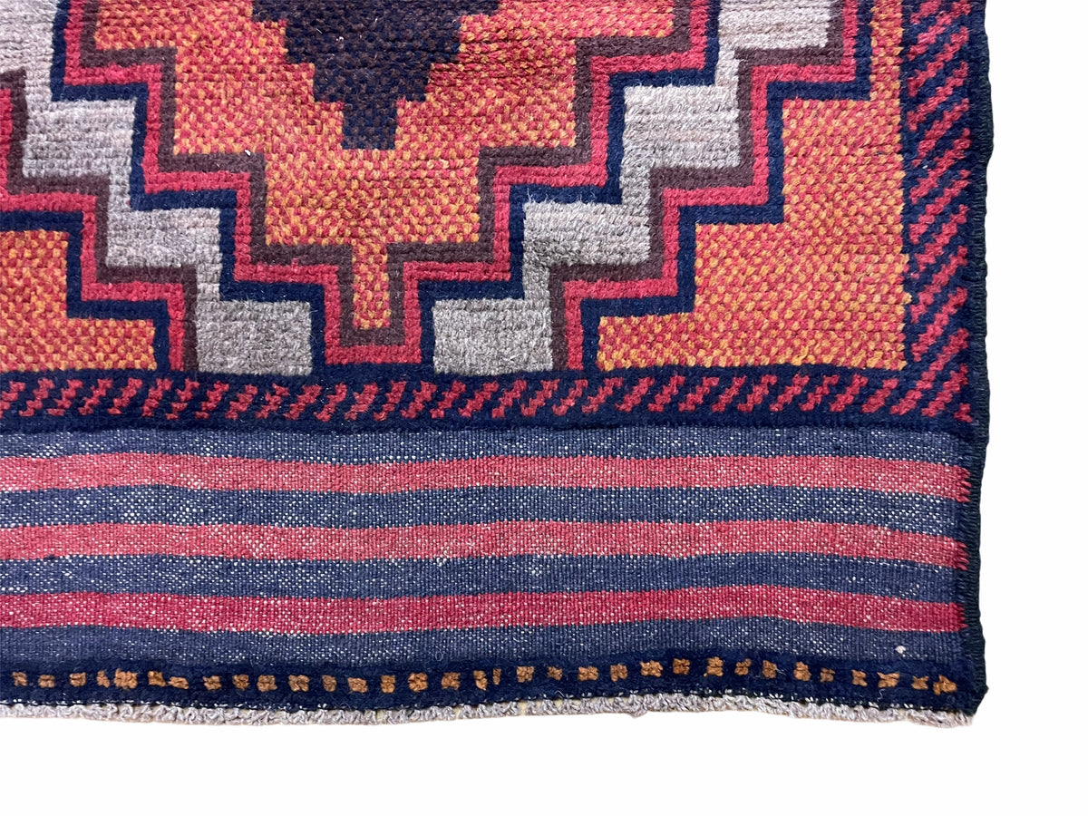 3X5 Vintage Handmade Tribal Wool Rug Balouchi Rug Afghan Rug Red 2' 8" X 4' 8"