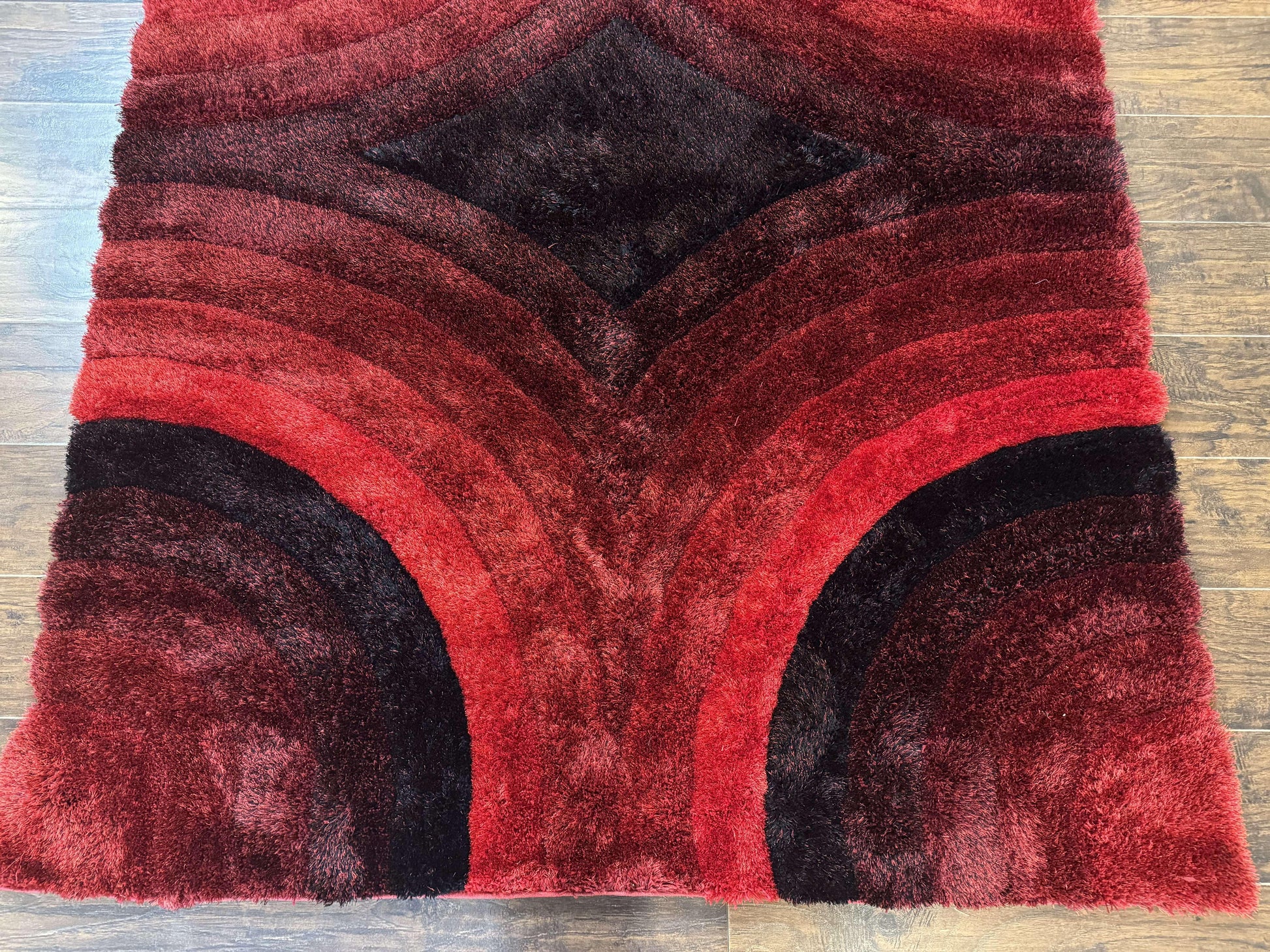 Red and Black Shag Rug 5x7, Pair A - Nuvé