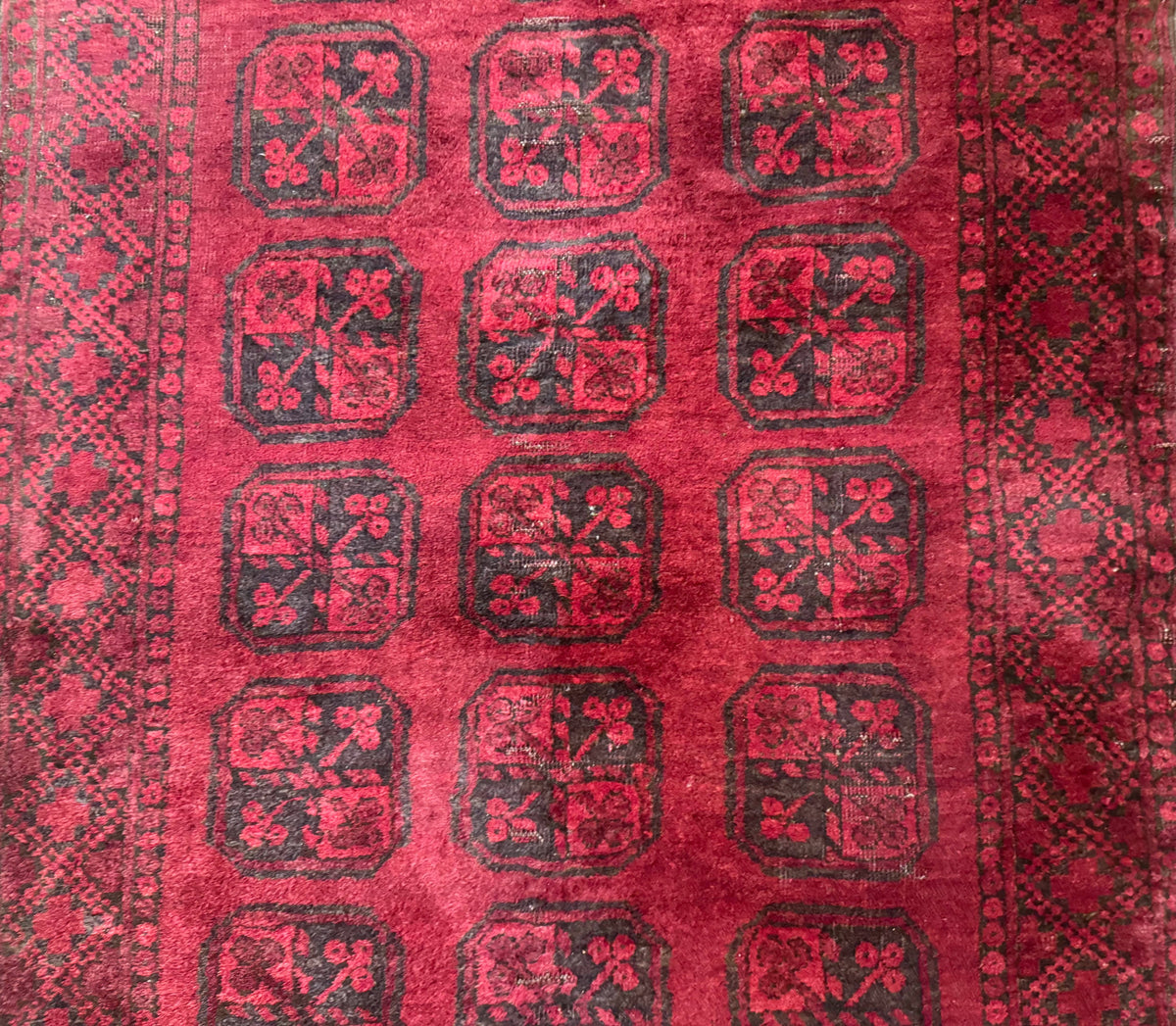 Afghan Turkoman Bokhara Bashir Rug 3x6, Red