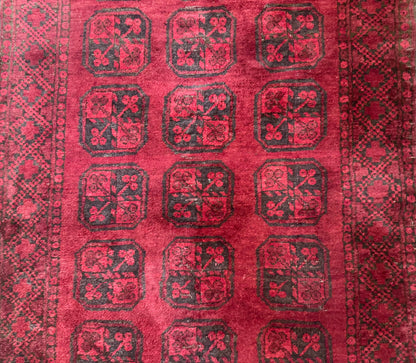 Afghan Turkoman Bokhara Bashir Rug 3x6, Red - Nuvé