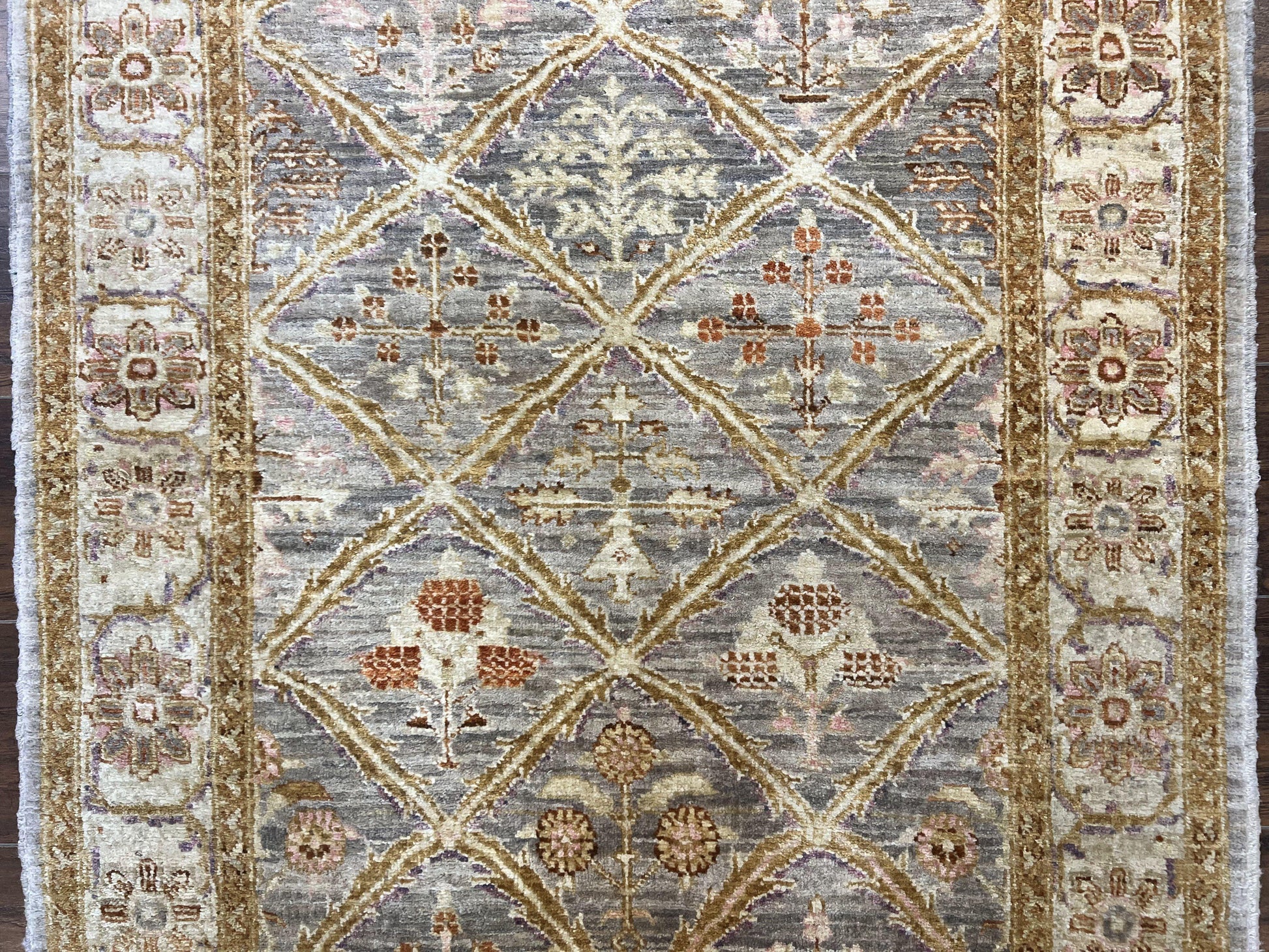 Pakistani Peshawar Rug 3.6 x 5, Safavieh Wool Handmade Hand Knotted Vintage Rug, Panel Design Oriental Carpet, Pair C - Nuvé