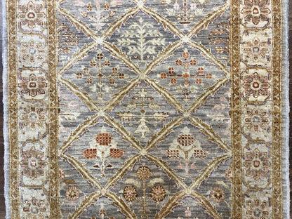 Pakistani Peshawar Rug 3.6 x 5, Safavieh Wool Handmade Hand Knotted Vintage Rug, Panel Design Oriental Carpet, Pair C - Nuvé